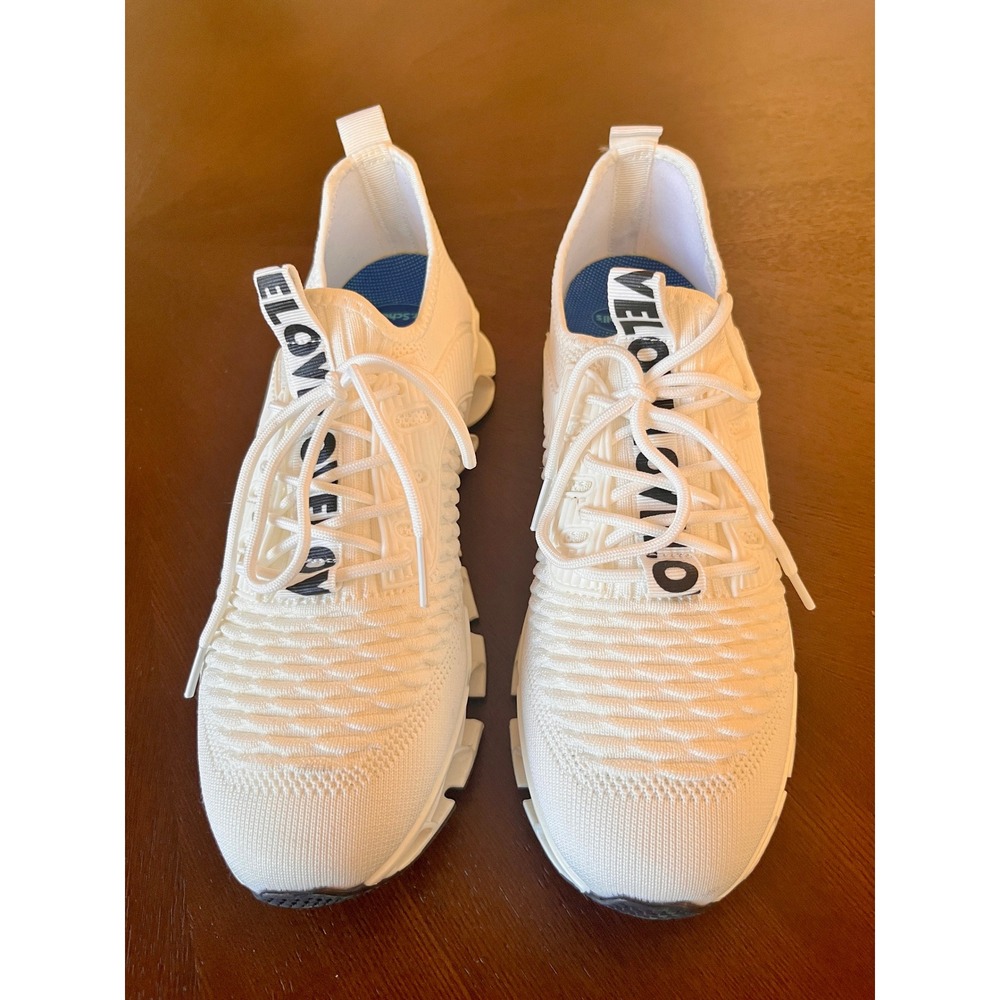Mens White Blade Sole Sneakers EU 44 Knit Futuristic Running Streetwear Shoes